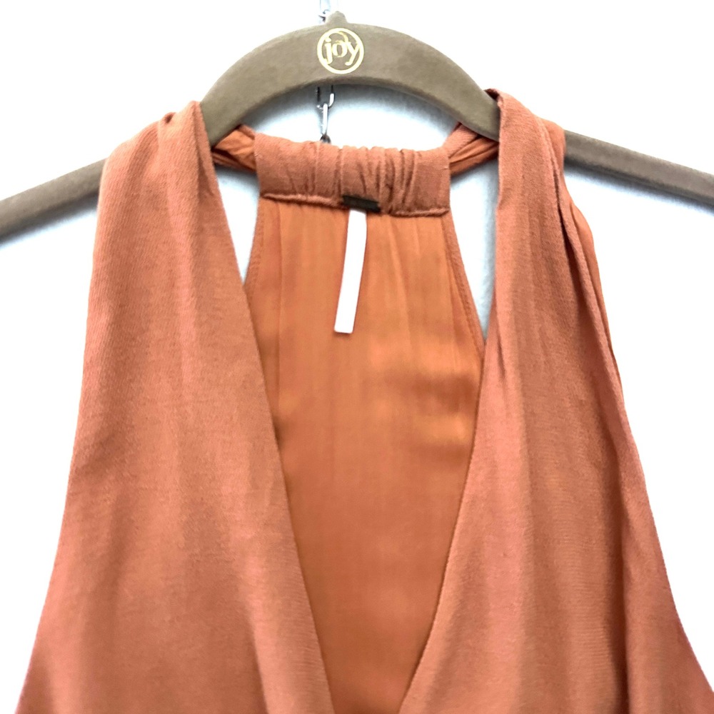 Free People S Drapey Dreams Cross My Heart Halter Top Terracotta Burnt Orange - Picture 5 of 11